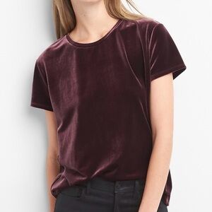 GAP Burgundy Velvet Short Sleeve Top